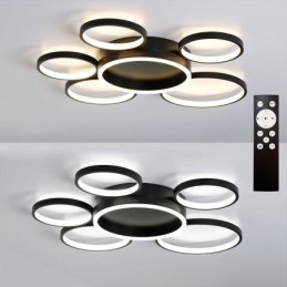 Plafoniera LED moderna a 6 anelli in acrilico, montaggio a filo, 50 W