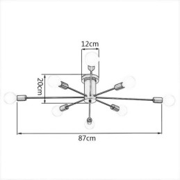 Plafoniera decorativa Magic Bean a montaggio a filo 8 luci E26/E27 87 x 20 cm