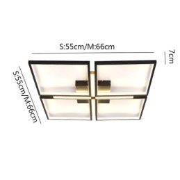 Plafoniera LED quadrata da soffitto a filo, acrilico, 50/60W, 55x7 cm / 66x7 cm