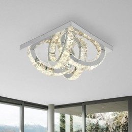 Plafoniera LED a filo in cristallo semi-anello