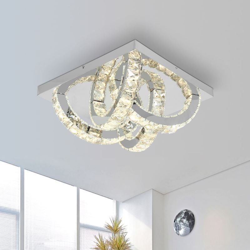 Plafoniera LED a filo in cristallo semi-anello