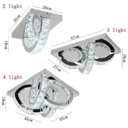 Plafoniera LED a filo in cristallo semi-anello