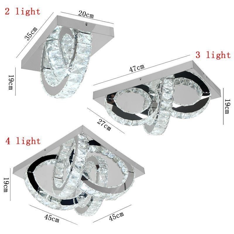 Plafoniera LED a filo in cristallo semi-anello