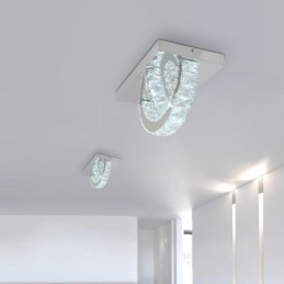 Plafoniera LED a filo in cristallo semi-anello