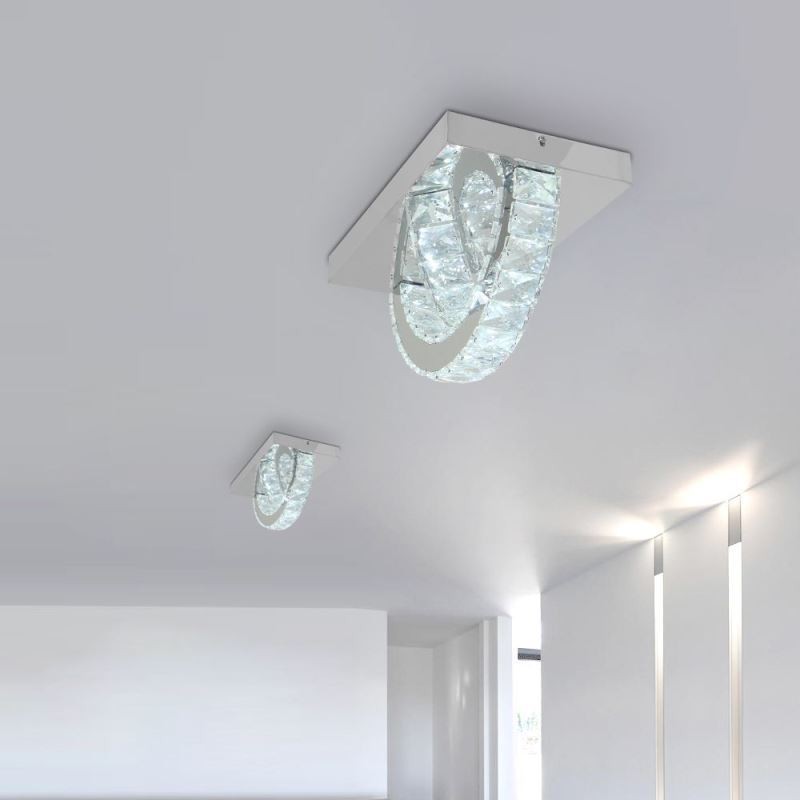 Plafoniera LED a filo in cristallo semi-anello