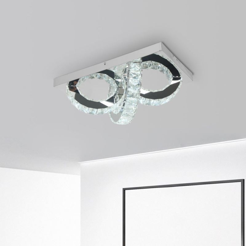 Plafoniera LED a filo in cristallo semi-anello