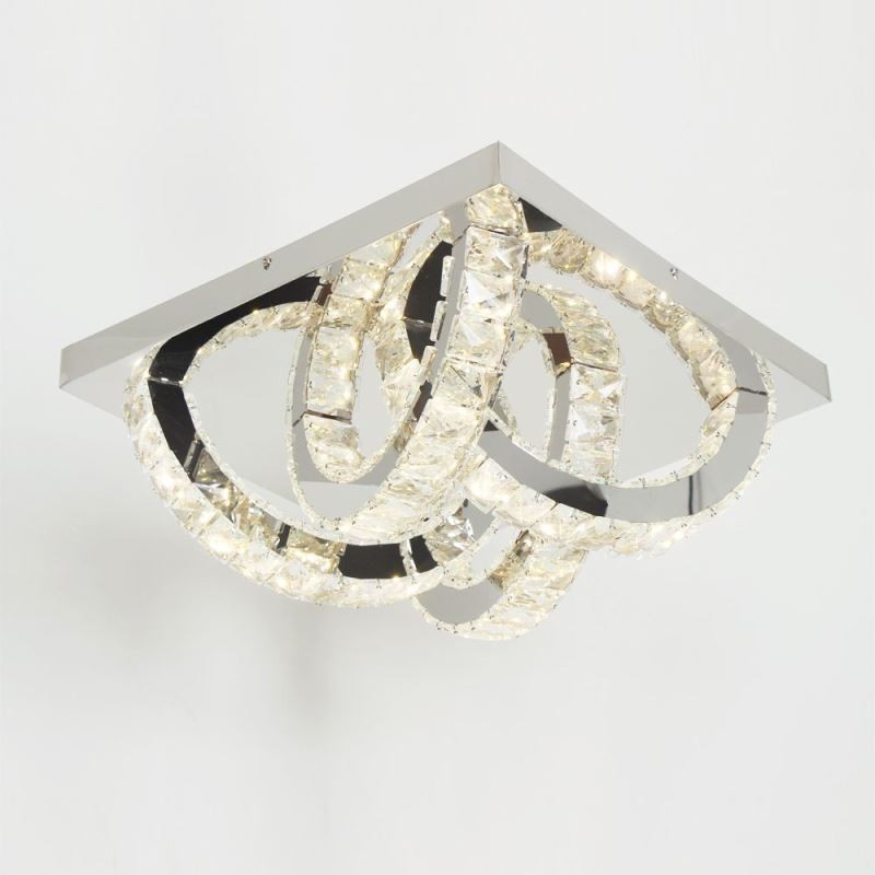 Plafoniera LED a filo in cristallo semi-anello