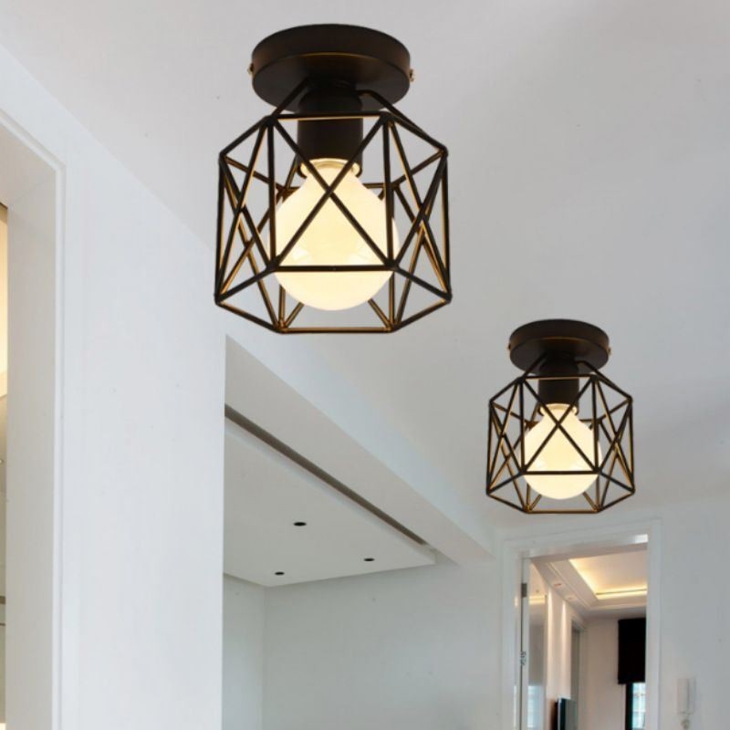 Plafoniera a soffitto con gabbia metallica E26/E27 15 x 17 cm