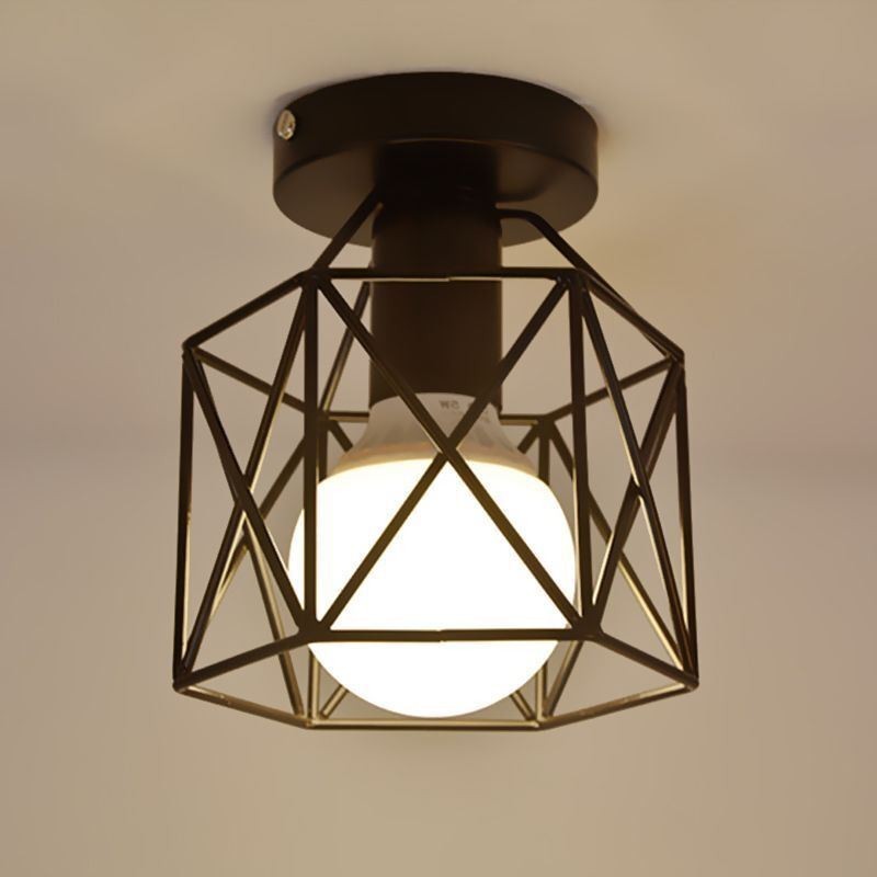 Plafoniera a soffitto con gabbia metallica E26/E27 15 x 17 cm