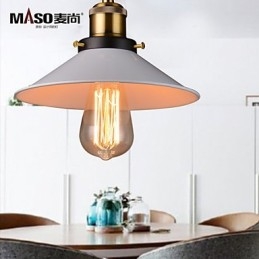 Lampadario a sospensione mini retrò rustico in metallo bianco, 22 cm
