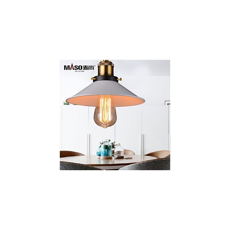Lampadario a sospensione mini retrò rustico in metallo bianco, 22 cm