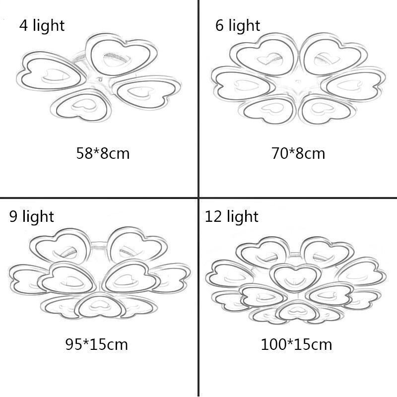 Plafoniera LED a filo a forma di petalo e cuore