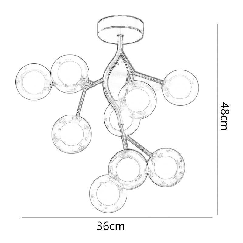 Plafoniera a filo Nordic Branches 9 luci G4 27 W 48×36 cm