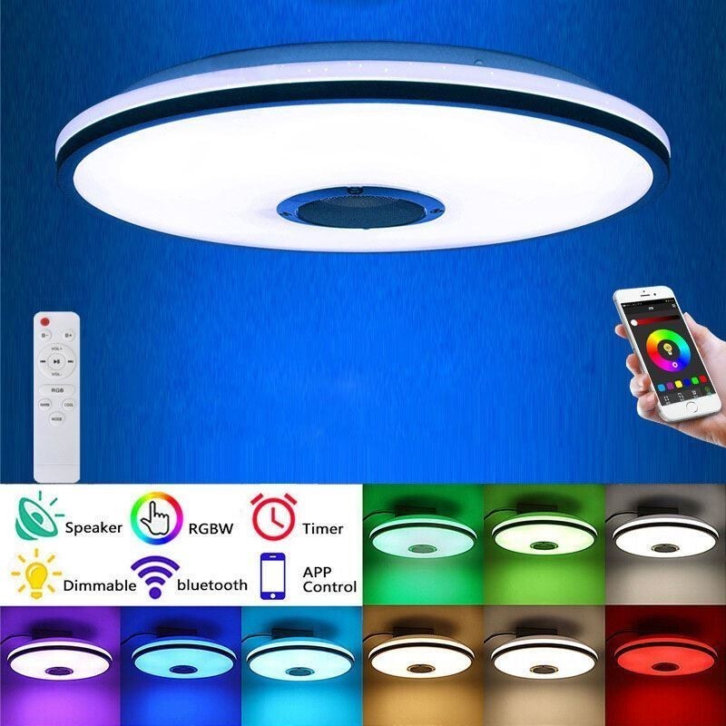 Plafoniera LED Bluetooth con altoparlante musicale e timer, 33 cm, 36 W