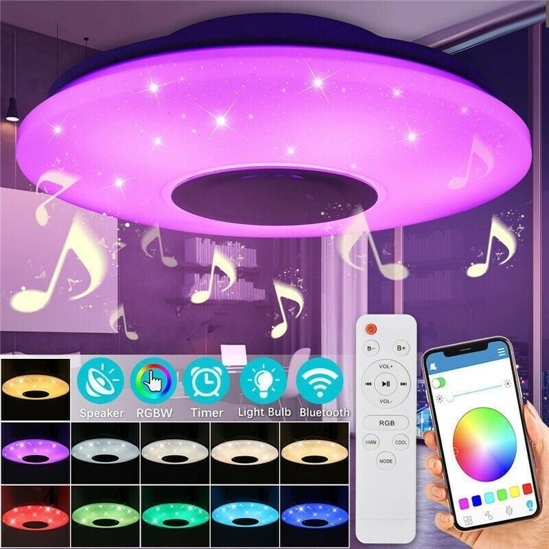 Lampada da incasso LED 36 W 40 cm con telecomando APP e altoparlante Bluetooth