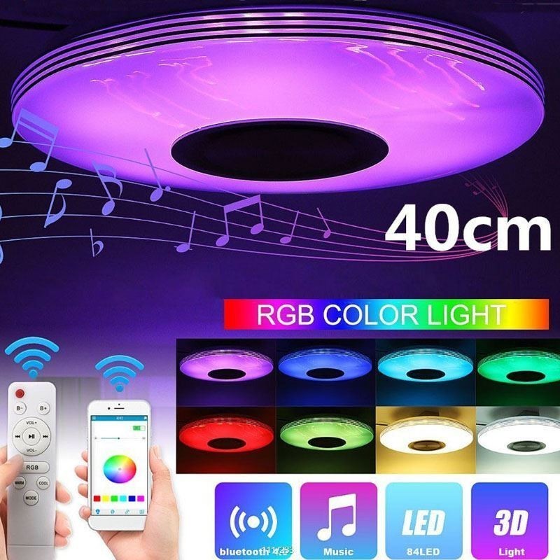 Plafoniera LED a filo 40 cm con controllo remoto tramite APP e altoparlante Bluetooth