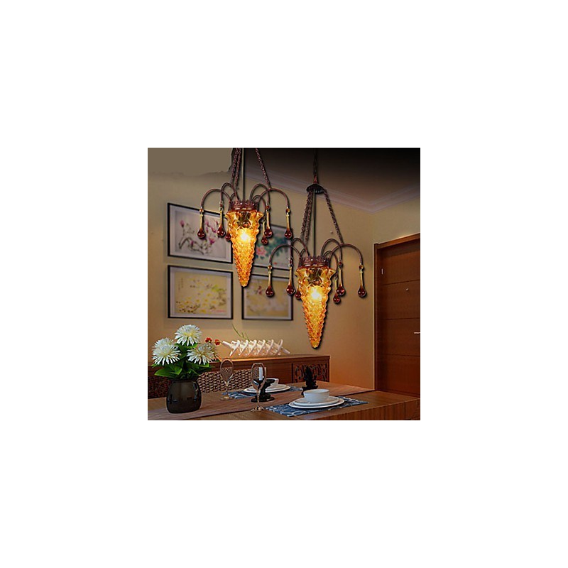 Lampada a sospensione mini Pino Pino in vetro, 2 luci E26/E27, 48 cm