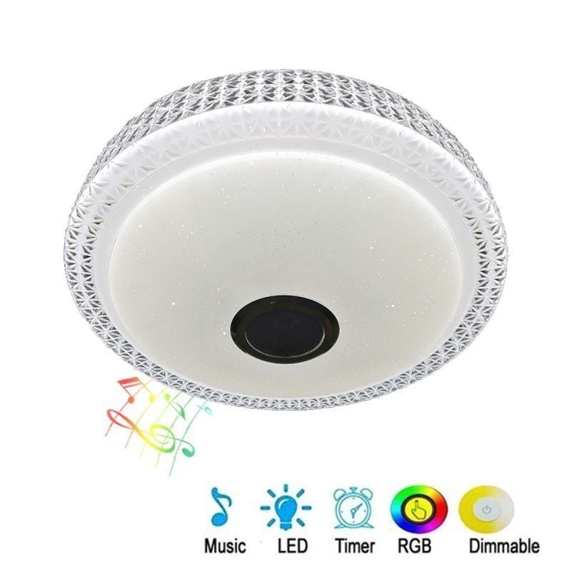 Plafoniera LED a filo con telecomando APP, altoparlante Bluetooth, 40 cm