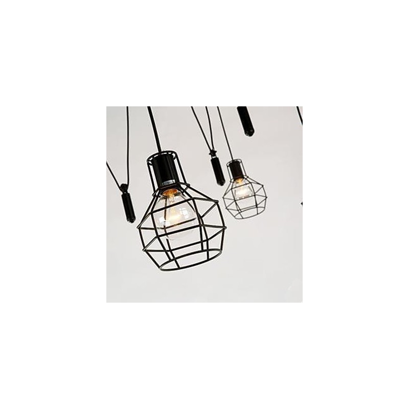 Lampadario rustico per sala da pranzo con catena regolabile, nero e bianco, 1 lampadina E26/E27