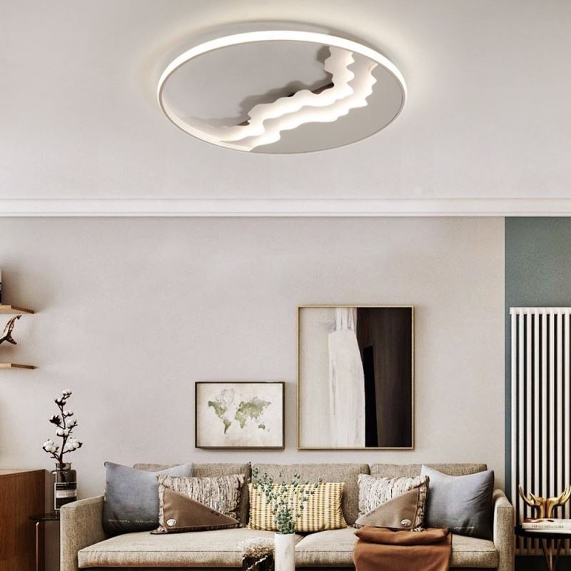 Plafoniera LED rotonda a onda in acrilico da montare a filo 50x6 cm 36W