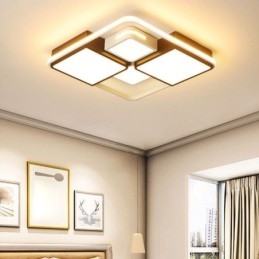 Plafoniera LED moderna a filo quadrata bianca e nera in acrilico 50x50x6 cm