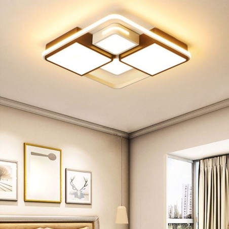 Plafoniera LED moderna a filo quadrata bianca e nera in acrilico 50x50x6 cm