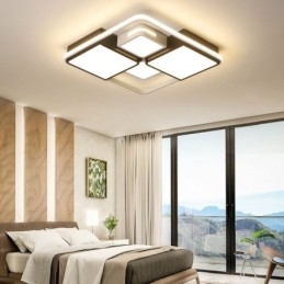 Plafoniera LED moderna a filo quadrata bianca e nera in acrilico 50x50x6 cm