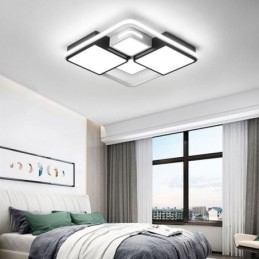 Plafoniera LED moderna a filo quadrata bianca e nera in acrilico 50x50x6 cm