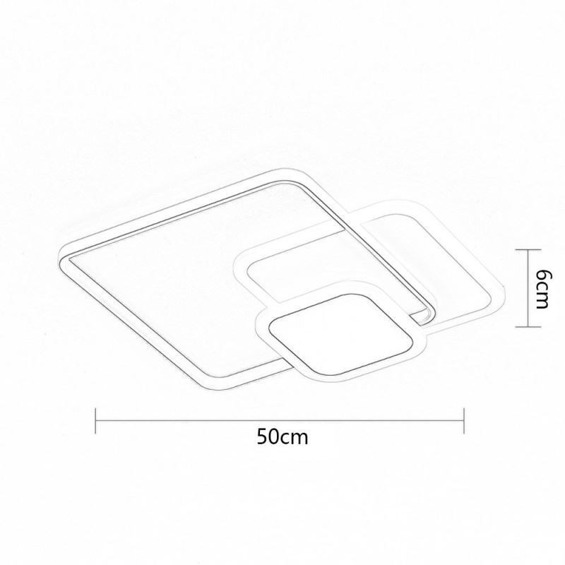 Plafoniera LED da soffitto a filo con cornici quadrate 50×6 cm 36 W
