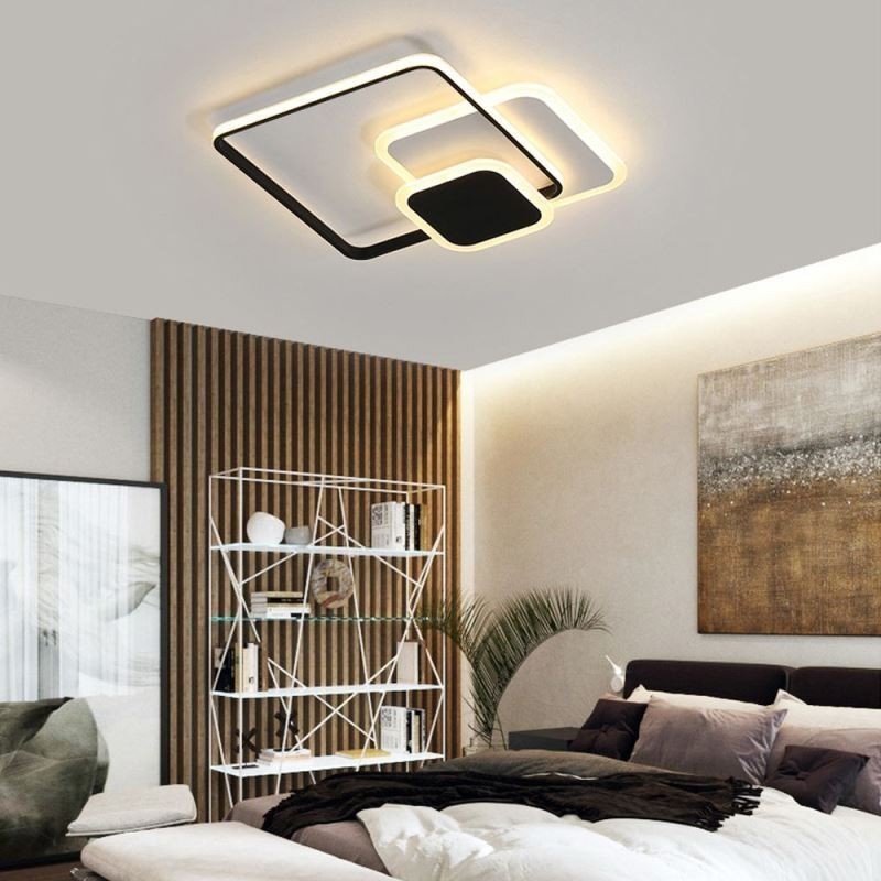 Plafoniera LED da soffitto a filo con cornici quadrate 50×6 cm 36 W