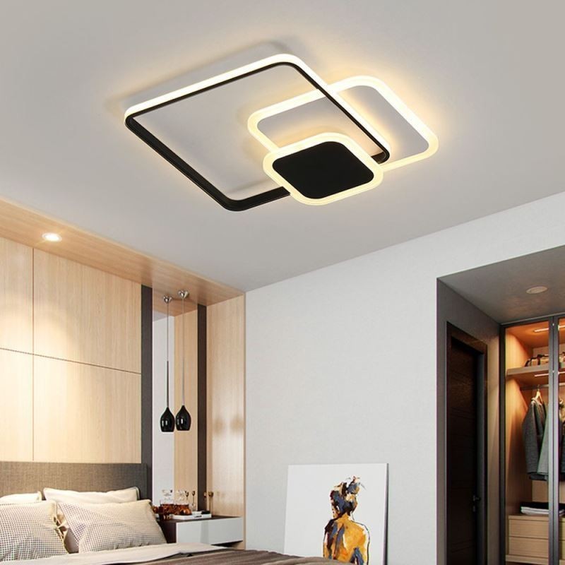 Plafoniera LED da soffitto a filo con cornici quadrate 50×6 cm 36 W