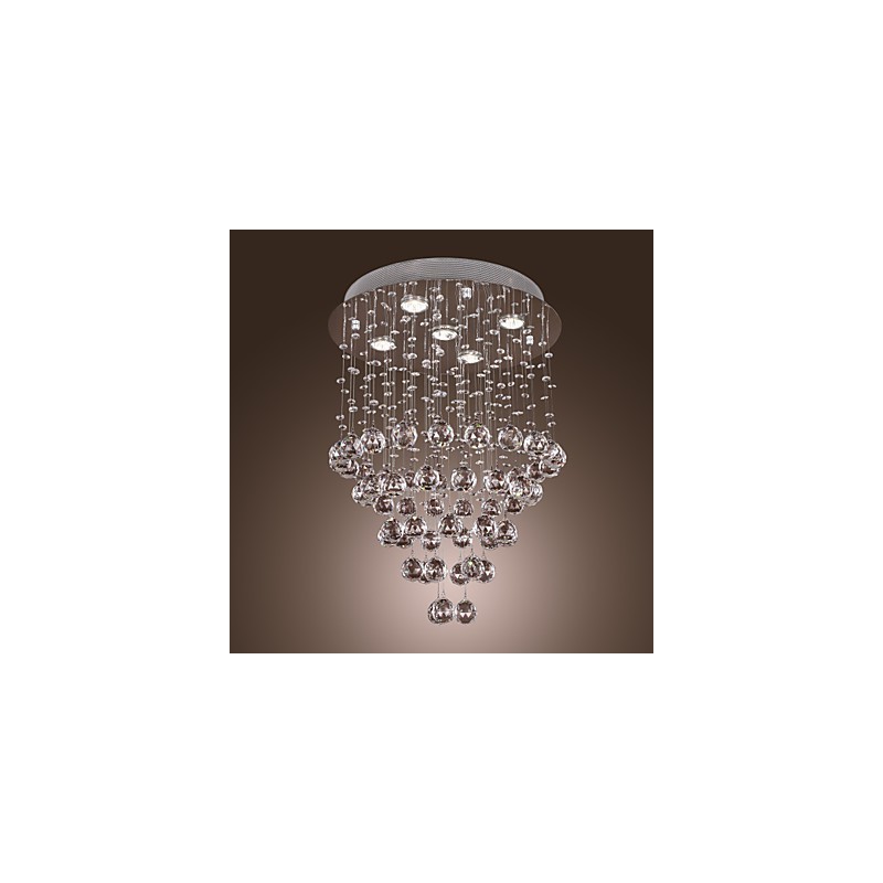 Lampadario da soffitto in cristallo K9 a 5 luci, argento