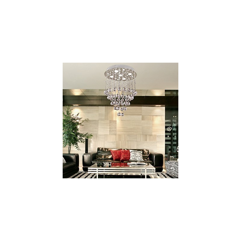 Lampadario da soffitto in cristallo K9 a 5 luci, argento