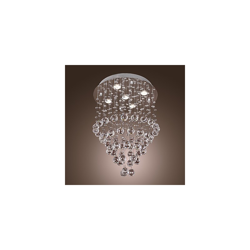 Lampadario da soffitto in cristallo K9 a 5 luci, argento