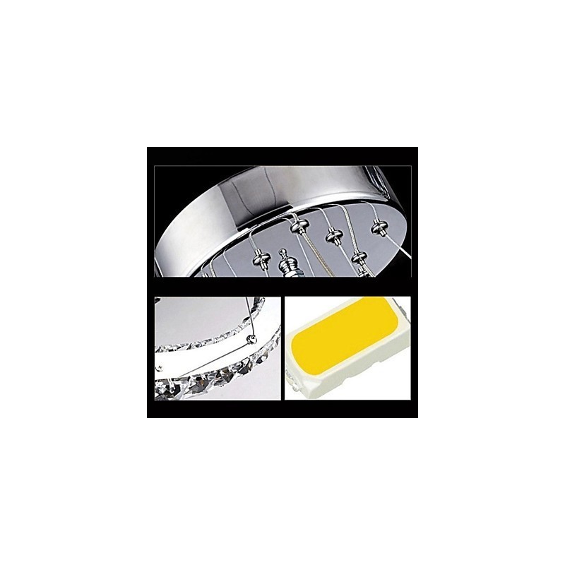 Lampadario a cristallo 3 livelli, LED integrato, argento elettroplaccato, catena regolabile, 40 cm