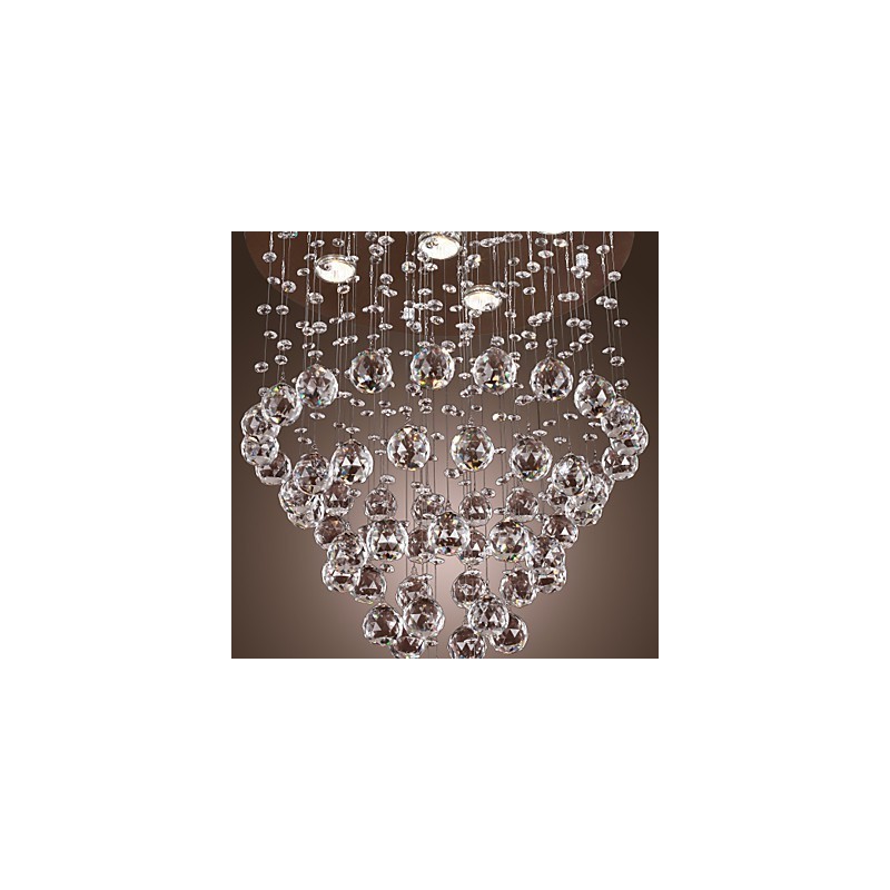 Lampadario da soffitto in cristallo K9 a 5 luci, argento