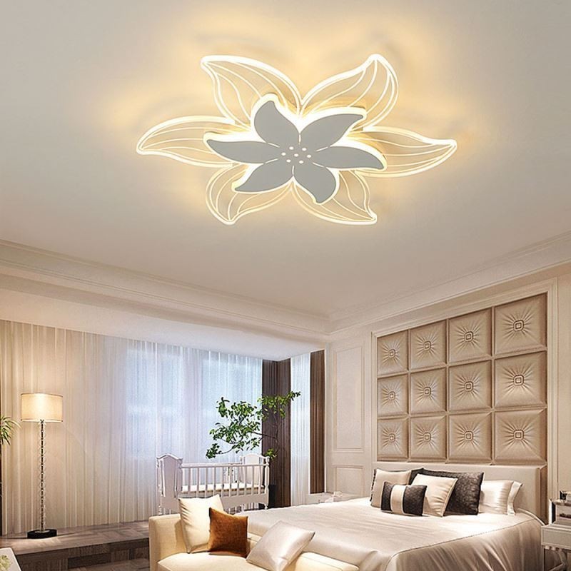 Plafoniera a filo LED a fiore moderna, 2 luci, 42 cm / 52 cm
