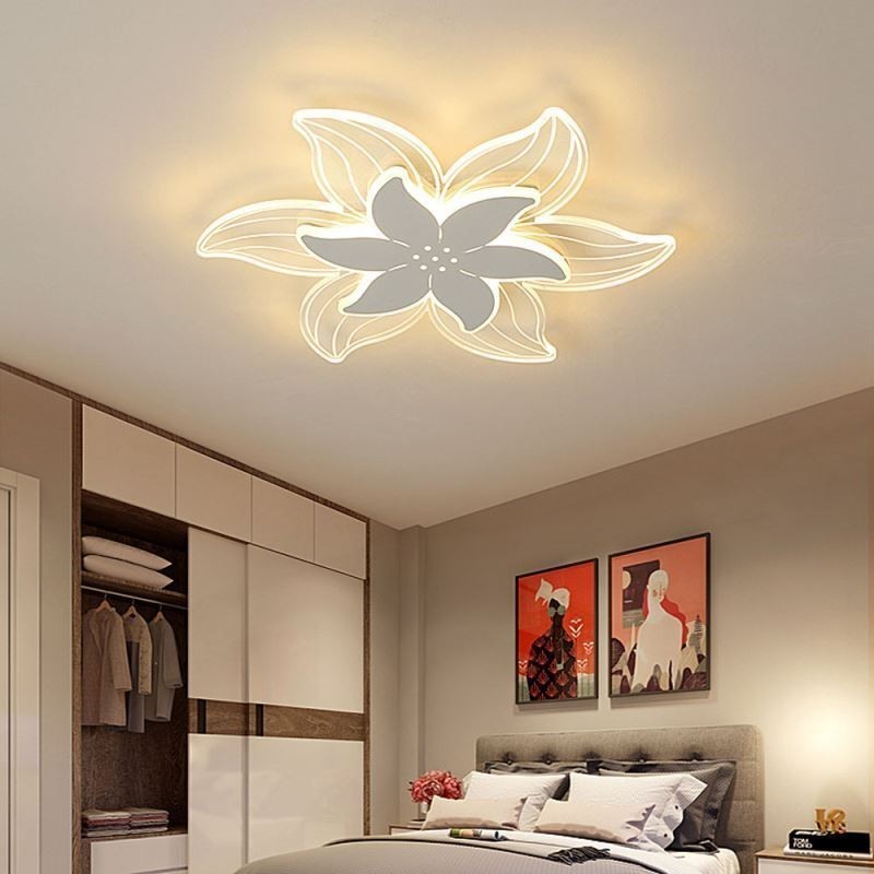 Plafoniera a filo LED a fiore moderna, 2 luci, 42 cm / 52 cm