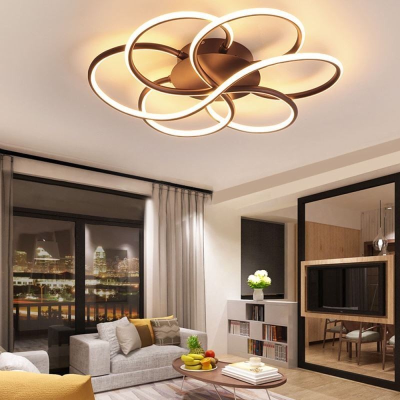 Plafoniera a filo a LED a forma di fiore, moderna, 60 x 60 x 13 cm, 72 W