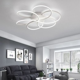 Plafoniera a filo a LED a forma di fiore, moderna, 60 x 60 x 13 cm, 72 W