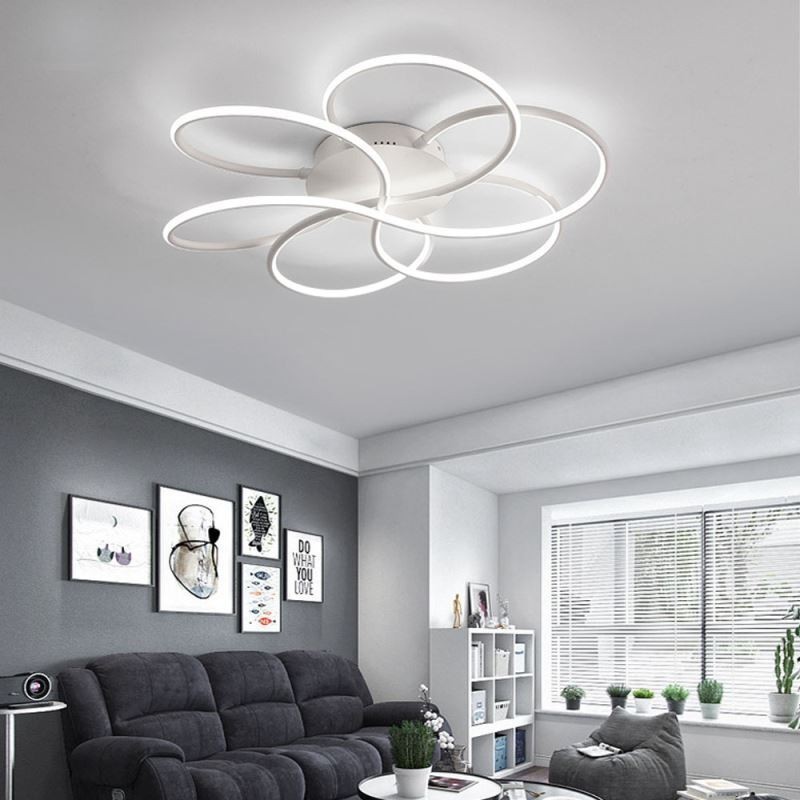 Plafoniera a filo a LED a forma di fiore, moderna, 60 x 60 x 13 cm, 72 W