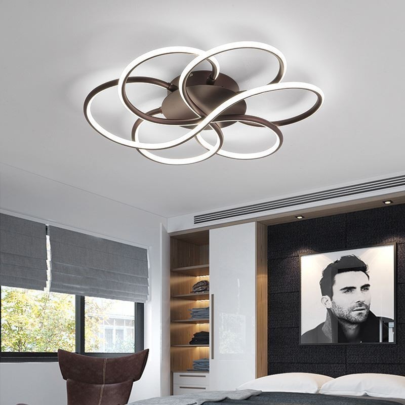 Plafoniera a filo a LED a forma di fiore, moderna, 60 x 60 x 13 cm, 72 W