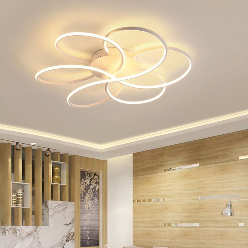 Plafoniera a filo a LED a forma di fiore, moderna, 60 x 60 x 13 cm, 72 W