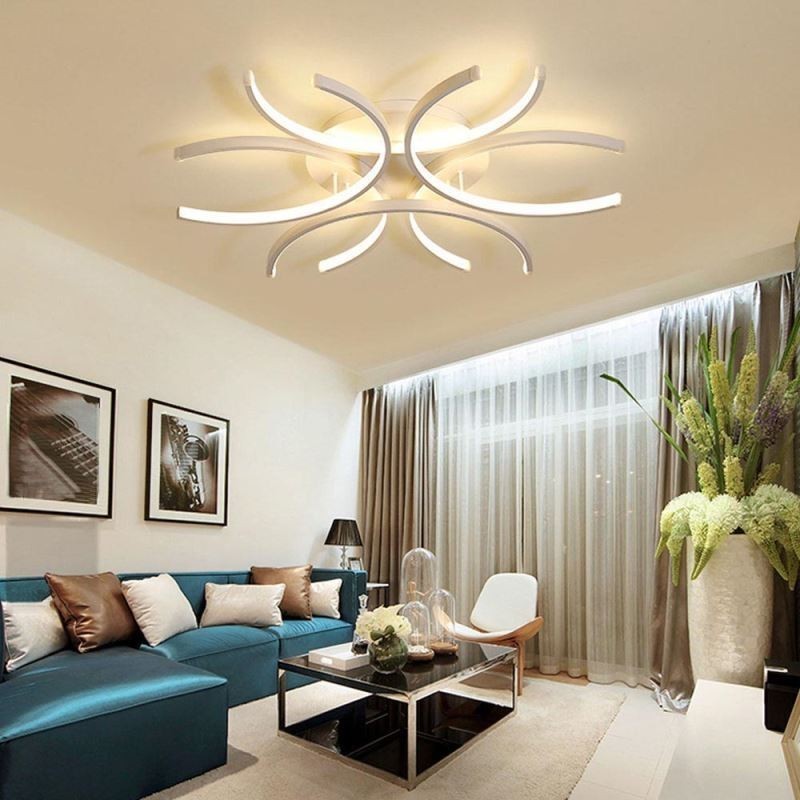 Plafoniera a filo LED moderna in gel di silice, 6 luci, 72 W, 60 x 60 x 10 cm