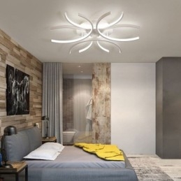Plafoniera a filo LED moderna in gel di silice, 6 luci, 72 W, 60 x 60 x 10 cm