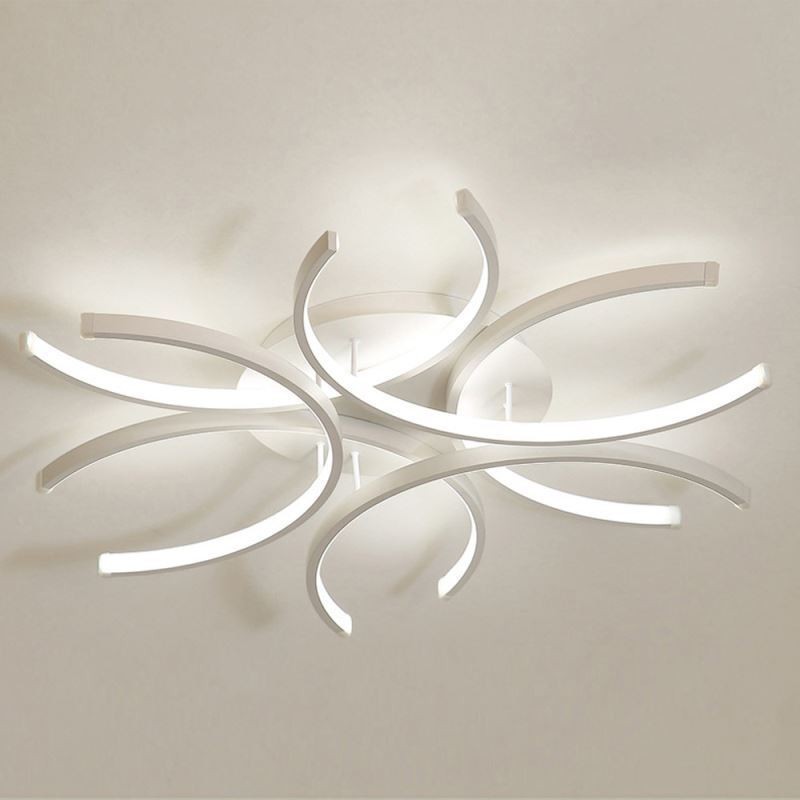 Plafoniera a filo LED moderna in gel di silice, 6 luci, 72 W, 60 x 60 x 10 cm