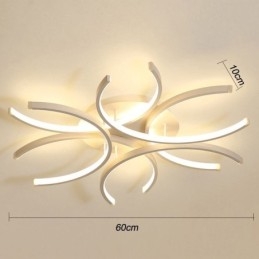 Plafoniera a filo LED moderna in gel di silice, 6 luci, 72 W, 60 x 60 x 10 cm