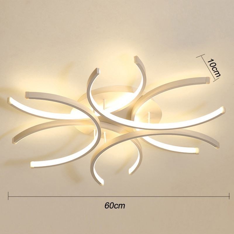 Plafoniera a filo LED moderna in gel di silice, 6 luci, 72 W, 60 x 60 x 10 cm
