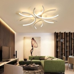 Plafoniera a filo LED moderna in gel di silice, 6 luci, 72 W, 60 x 60 x 10 cm