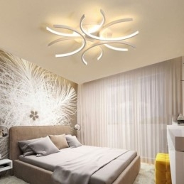 Plafoniera a filo LED moderna in gel di silice, 6 luci, 72 W, 60 x 60 x 10 cm
